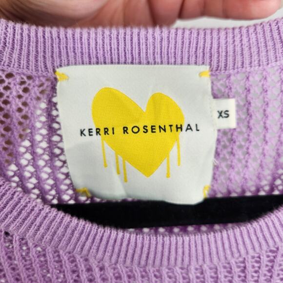 Kerri Rosenthal Purple Knit Heart Elbow Patch Women's Sweater XS Cashmere Blend - Picture 8 of 15